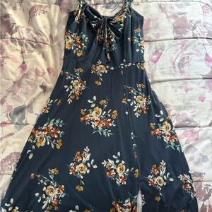 Nine Britton Floral Midi Dress - Navy and Orange
